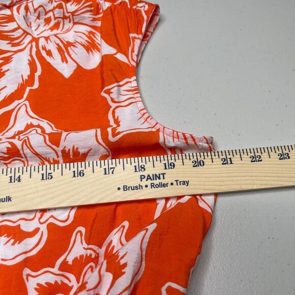 Sonoma Sundress Womens Medium Orange Floral Print Rayon Nylon Shirred Shoulder - Picture 6 of 15